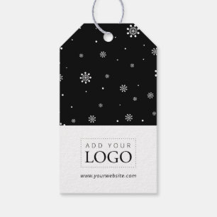 Etiqueta Para Presente Luzes & Neve Preto Logotipo Empresarial de Natal