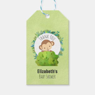 Etiqueta Para Presente Macaco a sair por trás de um Bush Obrigado