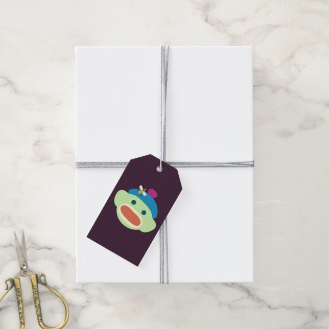 Etiqueta Para Presente Macaco e abelha (Com cordão)