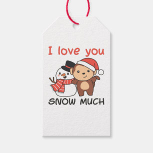 Etiqueta Para Presente Macaco Eu Te Amo Neve Muito Snowman Pun