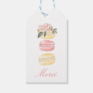 Etiqueta Para Presente Macaron Merci Amarelo Amarelo Aquarela/Obrigado