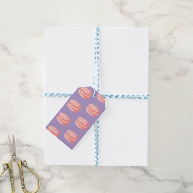 Etiqueta Para Presente Macarons rosa (Com cordão)