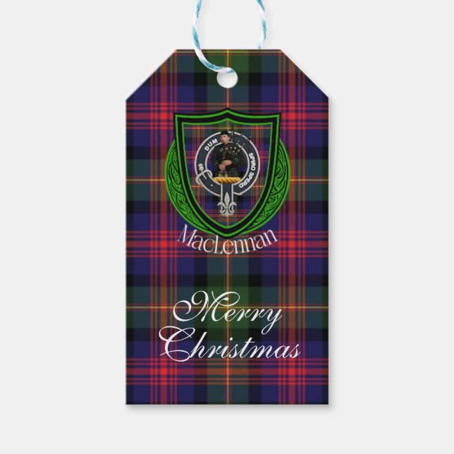 Etiqueta Para Presente MacLennan Scottish Clan Tartan & Crest (Frente)