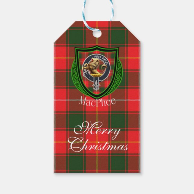 Etiqueta Para Presente MacPhee Scottish Clan Tartan & Crest (Frente)