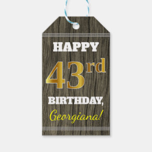 Etiqueta Para Presente Madeira do falso, aniversário do ouro do falso