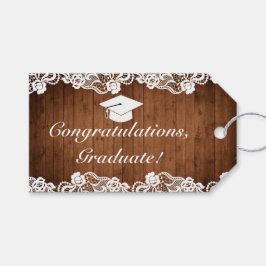 Etiqueta Para Presente Madeira Rústica Renda Branca Graduação Parabéns