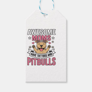 Etiqueta Para Presente Mães Incríveis Têm Tatuagens e Pitbulls Camisa Vin