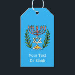 Etiqueta Para Presente Magen Persa David Menorah<br><div class="desc">Esta imagem foi adaptada de um antigo azulejo judeu persa e apresenta uma menorah com um Magen David (Estrela de David) enquadrado por ramos de oliveira. As imperfeições da imagem original pintada à mão foram preservadas. Adicione o seu próprio texto adicional no verso.</div>