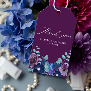 Etiqueta Para Presente Magenta Eucalyptus Floral Casamento no inverno Fav