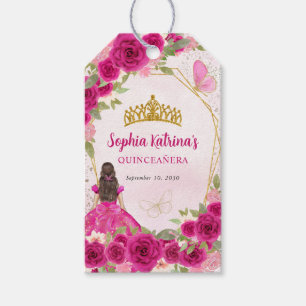 Etiqueta Para Presente Magenta, Rosa Dourada, Floral, Princesa Floral Tia