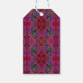 Etiqueta Para Presente Magenta, Vermelho e Verde Legal Trippy Padrão Ondu
