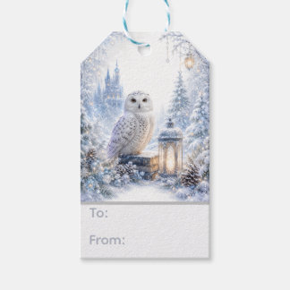 Etiqueta Para Presente Magia de Inverno da Coruja Branca