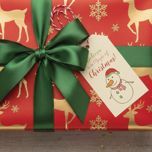 Etiqueta Para Presente Magia do Natal Boneco de Neve (Criador carregado)