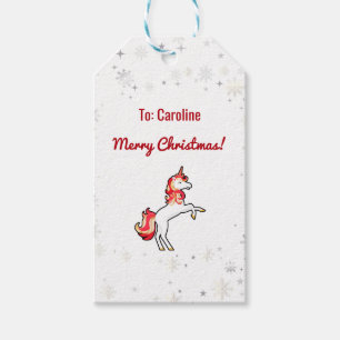 Etiqueta Para Presente Magia Moderna Unicorn Snowflakes Nome Script Xmas