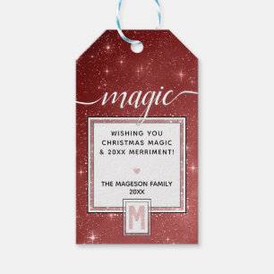 Etiqueta Para Presente MAGIC Blush Watercolor Monograma e Starry Borgondy