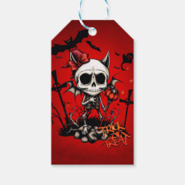 Etiqueta Para Presente Mágica de abóbora e diversão óssea.