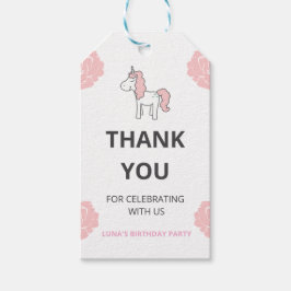 Etiqueta Para Presente Magical Pink Unicorn Birthday Party Thank you