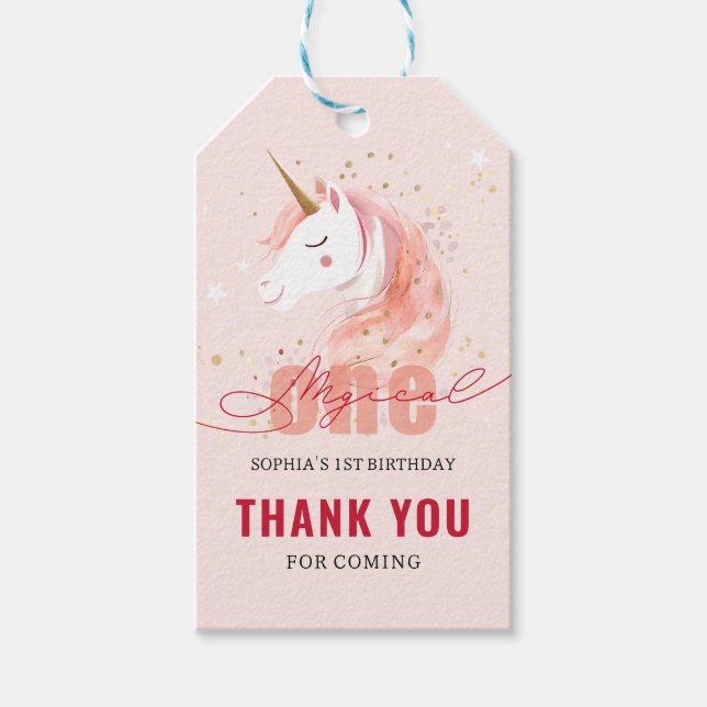 Etiqueta Para Presente Magical Unicorn First Birthday (Frente)