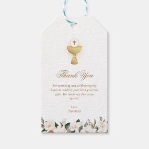 Etiqueta Para Presente Magnolia obrigado de batismo floral