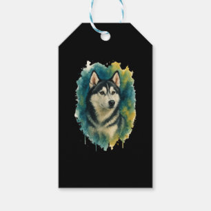 Etiqueta Para Presente Majestade Aquarela Espírito Husky