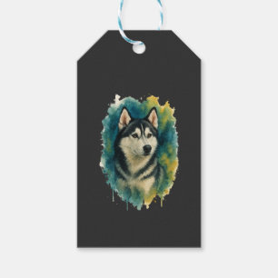 Etiqueta Para Presente Majestade Husky Espírito Aquarela