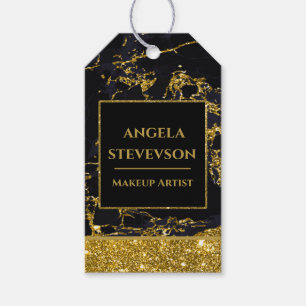 Etiqueta Para Presente Makeup Artista Black Dourado Marble Gift Tag