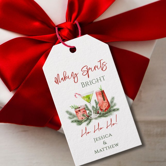 Etiqueta Para Presente Making Spirits Bright Custom Couples Holiday (Criador carregado)
