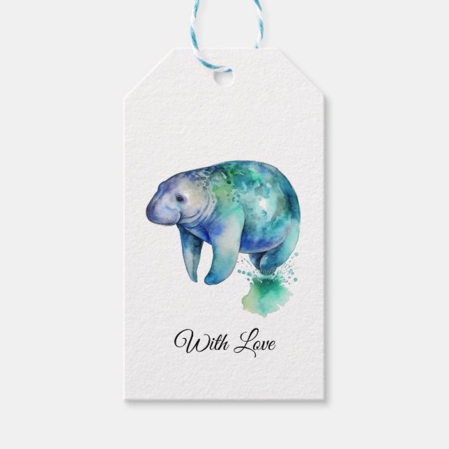 Etiqueta Para Presente Manatee Sussurro Oceânico, personalizado (Frente)