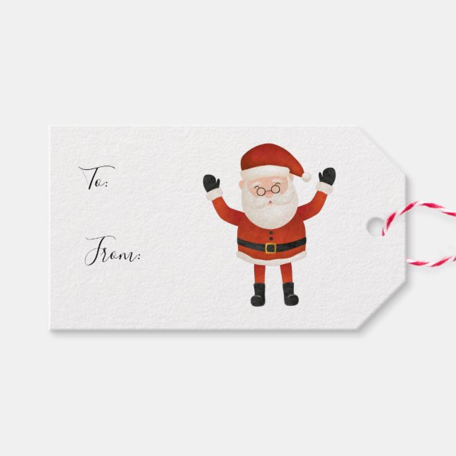 Etiqueta Para Presente Manchas de Natal Papais noeis vermelhos brancos (Frente (horizontal))