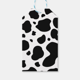 Etiqueta Para Presente Manchas de Vaca Padrão Impressão em Preto e Branco
