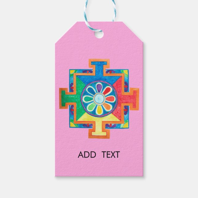 Etiqueta Para Presente Mandala de Criação de Aquarela (Frente)