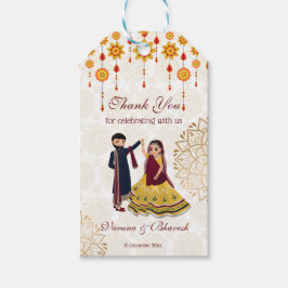 Etiqueta Para Presente Mandala decor dançando casal indiano mehndi sangee