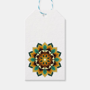 Etiqueta Para Presente Mandala Padrão 02 em amarelo e em tom