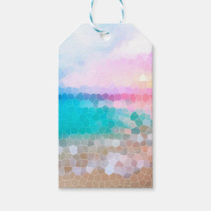Etiqueta Para Presente Manhã Tropical Sunrise Stain Glass Beach