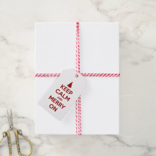 Etiqueta Para Presente Mantenha a calma e a feliz em vermelho e em branco