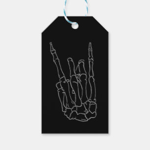 Etiqueta Para Presente Mão de Esqueleto Rock Star Favor de Festa de Anive