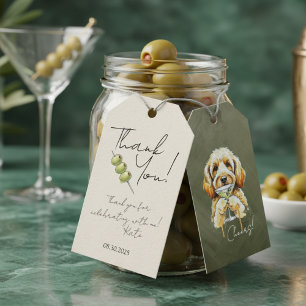 Etiqueta Para Presente Mão Desenhada Doodle Ouro Suja Martini Obrigado