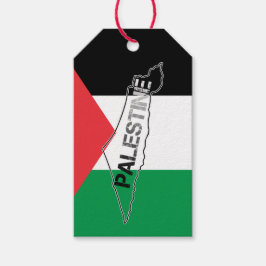 Etiqueta Para Presente Mapa da Palestina Livre sobre a Bandeira da Palest