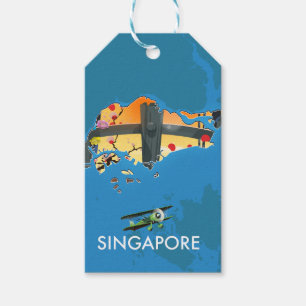 Etiqueta Para Presente Mapa viagem de Singapura