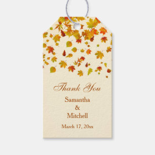 Etiqueta Para Presente Mapas de outono vermelho e dourado Casamento Obrig
