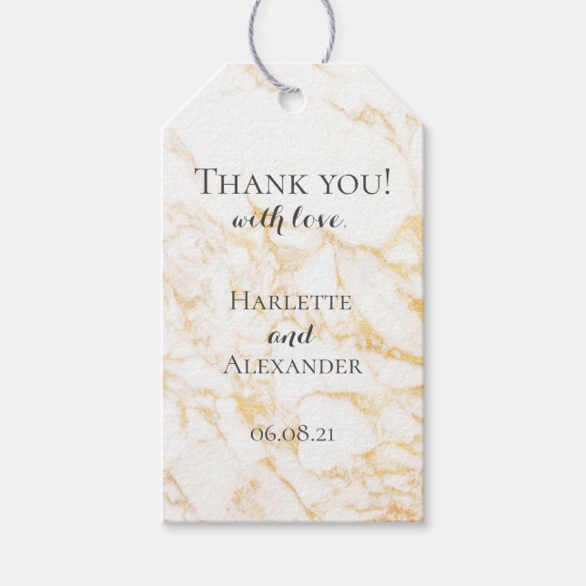Etiqueta Para Presente Marble branco e Dourado (Frente)