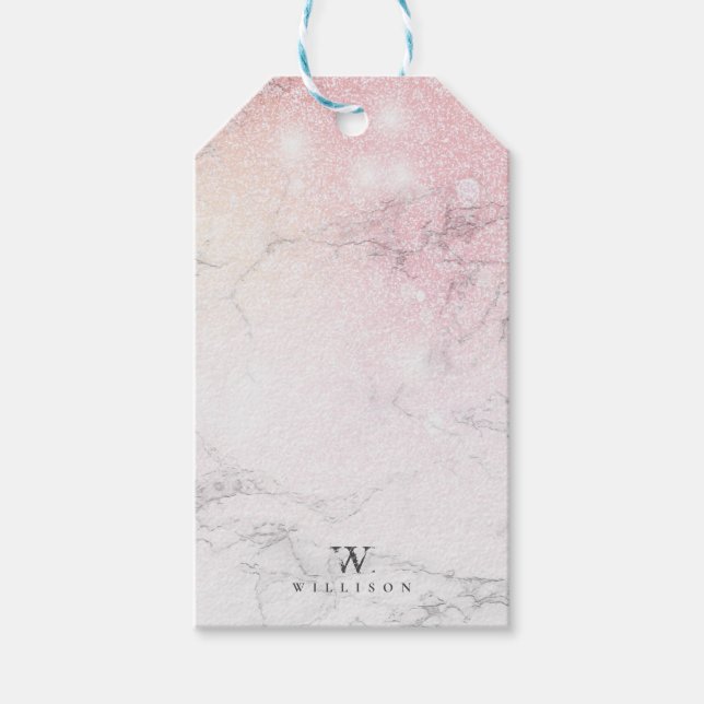 Etiqueta Para Presente Marble de luxo personalizado (Frente)