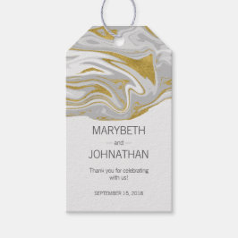 Etiqueta Para Presente Marble Moderno e Casamento Dourado Obrigado Etique