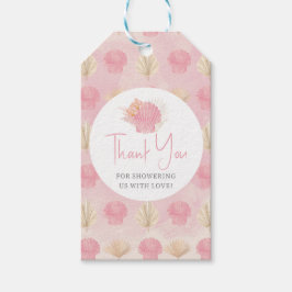 Etiqueta Para Presente Marca de Favor de Chuveiro de Bebê Rosa Boho Mar