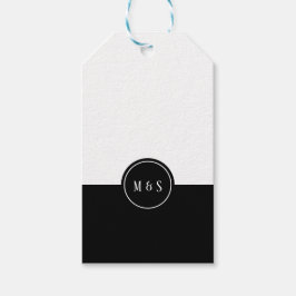 Etiqueta Para Presente Marca de Favor do Casamento Branco e Preto Clássic