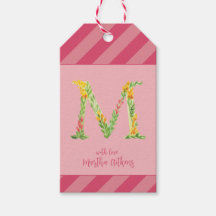 Marca de Favor do Monograma Floral 'M'