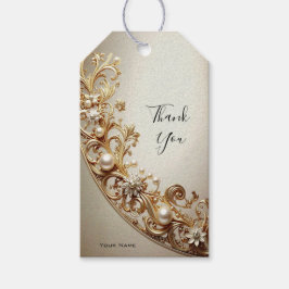 Etiqueta Para Presente Marca de Presente com Floreio Dourado Ornamentado