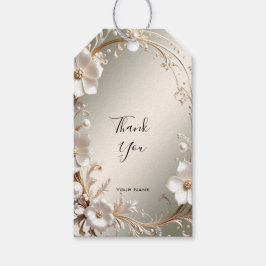 Etiqueta Para Presente Marca de Presente com Moldura Floral Branca Orname