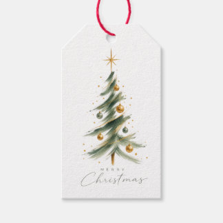 Etiqueta Para Presente Marca de Presente de Árvore de Natal com Aquarela