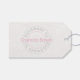 Etiqueta Para Presente Marca de presente de botão de costura feito à mão